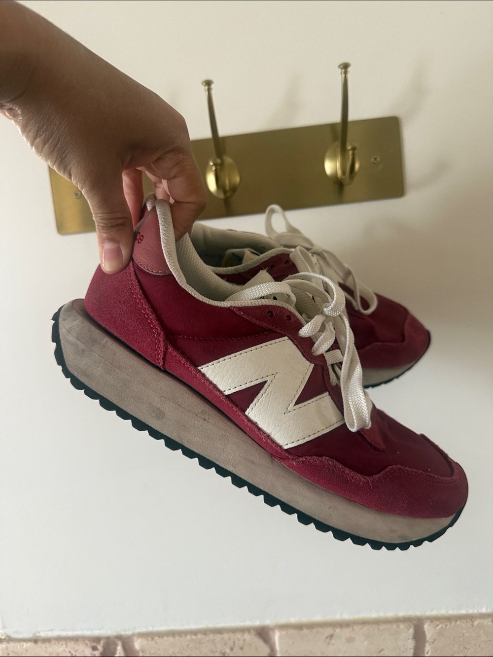 New Balance Women's Maroon Sneakers with White 'N'
